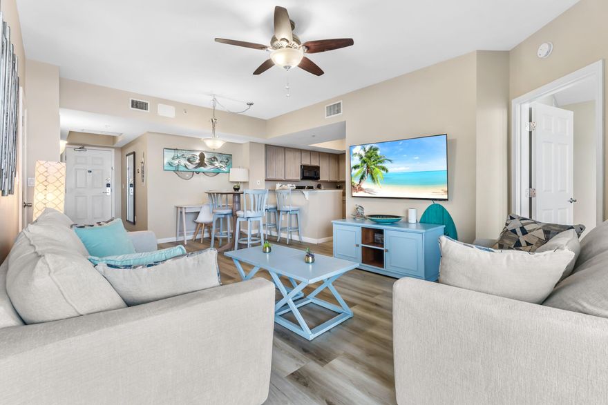 Experience it all! This fifth-floor unit offers stunning, unobstructed views of the Gulf of Mexico and Henderson State Park. Located in the highly desirable Palms of Destin Resort, this beautiful 2-bedroom, 2-bathroom condo is the perfect investment, second home, or primary residence. Both the master and guest bedrooms feature king-sized beds, Gulf views, and balcony access.The unit comes fully furnished and is turnkey ready, with a water heater that was replaced in 2021 and HVAC replaced in 2024. The Palms is an excellent choice for an investment property, second home, or primary residence. With this resort, you can park your car and relax without ever needing to drive while on vacation. Enjoy the convenience of an onsite restaurant and coffee bar, as well as a shuttle service that takes you to multiple attractions in the area!
Other resort amenities:
-11,000 sq. ft. lagoon pool, a 2nd year-round heated pool, children's splash pad, and kiddie pool
-Tennis courts, pickleball courts, basketball half-court, playground, charcoal grills, picnic areas
-Onsite restaurant/bar, coffee shop
-24-hour fitness center
-Covered parking garage, owner parking, and dog park right across the street!
-Electric vehicle charging stations
-Free seasonal beach shuttle to June White Decker Park, HarborWalk Village, and Destin Commons (big perk for your travel plans OR as a benefit for your rental guests)
Schedule your showing today!!!