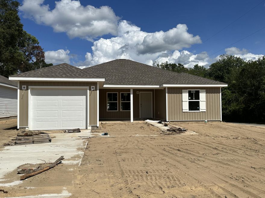 NEW CONSTRUCTION!!! Almost Complete! This home should be done by October 1! Come settle down in your new home!   Kitchen features White shaker door style, complimenting the Quartz countertops and Stainless steel appliances!! Carpeted bedrooms.Easy access to Hwy 331, Hwy 90 and I-10 giving endless options for local entertainment ,various beaches, military bases, grocery stores, Walton County Schools and much more!