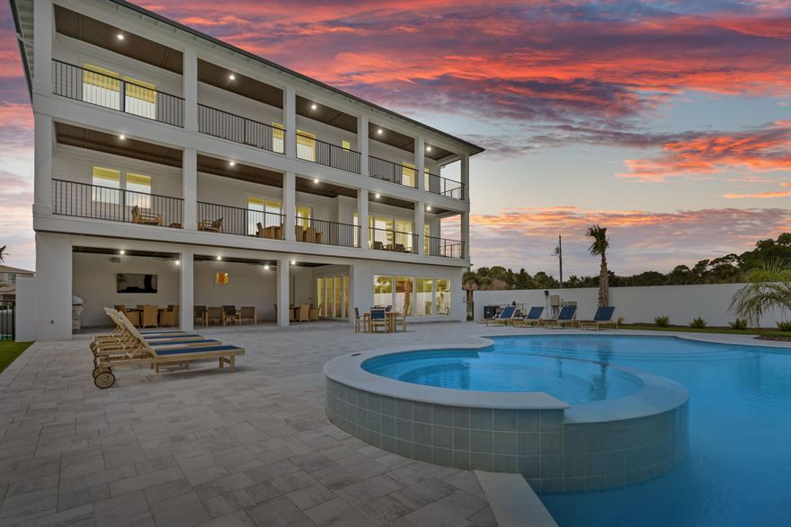 BACK ON THE MARKET AFTER A STRONG SPRING BREAK.2025 RENTALS ON THE BOOKS (4-30-2025): $355,000. Whiskey Beach is a noteworthy dwelling designed and built for those who understand a newer beach home, utilizing the most recent constructions science, is the optimal investment. Deeded, secure access to 1,300 feet of private neighborhood beach is a sought-after amenity Whiskey Beach ''top shelf'' reputation with family and guests is due to views of the Gulf; plenty of generously sized en suite bedrooms; a two-car garage and an over-sized driveway. The huge private, heated pool and pool deck beckons after you are done with the beach. The covered deck can handle the whole crowd, including the chef who will ooooh and ahhhh over the outdoor kitchen. Golfers will enjoy the putting green. (Cont'd Whiskey Beach is located in Gulf Pines, one of the most venerable neighborhoods along the beach. The deeded beach is private (access by key fob) and runs for hundreds of feet. The home can comfortably host 21 guests, with plentiful gathering spaces both inside and outside. Three additional rooms provide sleeping accommodations. Set on more than half an acre, the resort-style pool is one of the largest in the area.
While Whiskey Beach provides privacy, it is also close to shopping, dining and entertainment. 
Don't miss this opportunity to own one of the area's finest homes.
