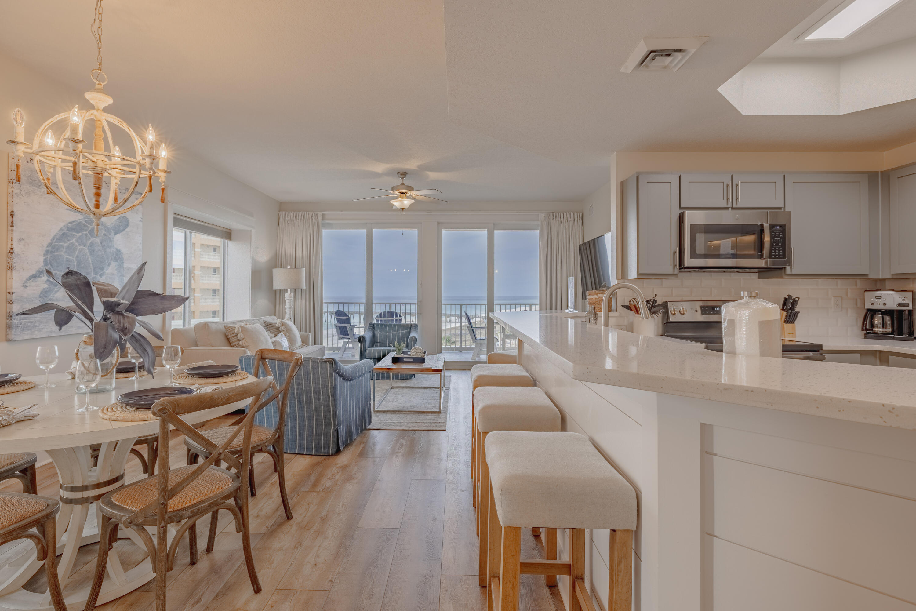 Elegance and convenience unite in this stunning 3-bedroom, 3-bathroom corner unit on the 6th floor of Calypso Tower III. Offering expansive, unobstructed Gulf views, this beautifully appointed condo is a prime opportunity for a vacation home or high-performing rental investment.Located on the quiet west end of Panama City Beach, Calypso Resort is adjacent to Pier Park, offering premier shopping, dining, entertainment, and year-round events. The Russell-Fields Pier and Frank Brown Park Sports Complex are just minutes away, along with Gulf World Marine Park, championship golf courses, and family-friendly attractions.Step inside to find an open and airy layout, professionally designed with stylish coastal decor. The fully equipped kitchen features quartz countertops, GE stainless steel appliances, and a breakfast bar, perfect for entertaining. The spacious living area opens to an oversized private balcony, ideal for enjoying breathtaking views of the Gulf, especially at sunset! Calypso Tower III boasts resort-style amenities, including a Lagoon-style zero-entry pool, heated in cooler months, a Spacious hot tub, Nine private, rentable cabanas, Two tiki bars and the Emerald Hub bar & grill, Fire pit and lounge areas, large fitness center, and an on-site restaurant and caf??. Don't miss this rare opportunity to own a slice of paradise in one of the most sought-after beachfront destinations! Schedule your private tour today.