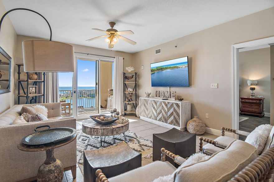 Come enjoy this elegantly appointed two bedroom plus bunkroom gulf view Condominium in the highly desirable community of Ariel Dunes ll.  The panoramic views from this 10th floor residence are unequalled. Stunning views of the Gulf of America, Sugar white sand beach, Tennis courts, 11,000 square feet of swimming pools and the Coastal dune lake all help bring relaxation to another level.  While there are plenty of options to enjoy in the area you may want to relax on the fully furnished gulf view balcony or step inside and fall into the plush neutral tone couch and let the sights and sounds of the world drift away while you take in the upscale beach inspired interior decorator touches carefully selected to make this your home away from home.  When you get fully rested and ready to test your adventurous side in the kitchen, you'll enjoy a fully equipped chefs kitchen with stainless steel appliances and black granite countertops.  Your guests can enjoy your culinary creations at the hardwood table or the counter top bar area; There isn't a bad seat in the house!   When the day is done, or its time for a good book and some alone time, slip away into the private oasis of the master bedroom with a hand carved four post king size bed and master bath with oversized soaking tub and separate shower.  Don't feel like cooking? that is always an option and with restaurants and shopping minutes away you have multiple choices of beachside dining, fine dining, outlet mall shopping or upscale boutique hopping.  The choices and possibilities are endless.  With this fully furnished and rental ready Condominium here's always plenty of room for you and your guests with the second bedroom that has a queen size bed and the bunk room that is an added bonus for kids or young adults.  All Kitchen Appliances and Hot water heater were replaced in 2022.  You've found your paradise; come visit, picture your family and friends making memories that will last a lifetime and finally make it your home or home away from home!    