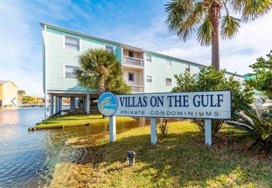 BEST VALUE ON THE BEACH! Lowest priced 2 bedroom condo on the south side of Via Deluna! Looking for the perfect beach retreat or investment property? Located at Villas on the Gulf, this 2 bedroom, 1.5 bathroom offers a wonderful location with deeded beach access, community pool and clubhouse. Fresh paint throughout, recently remodeled (no popcorn ceilings) and brand new sliding glass door. You'll also enjoy the 1 car carport assigned to this unit as well as ample closet space with pocket doors. The kitchen and bathrooms have been updated and also have tile in all the wet areas. Laundry facility located on property. Relax on a quiet evening on your balcony listening to the waves crash onto the beach while enjoying a cold beverage.