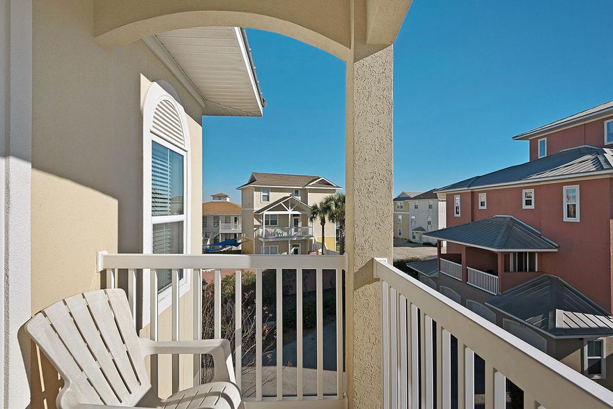 CLOSE TO THE BEACH WITH GREAT GULF VIEWS! This beautiful 4-story townhome is located directly across the street from the Gulf in popular Casa Del Mar subdivision on Panama City Beach's popular west-end. Conveniently located near shopping, dining, entertainment, and only 20 minutes to Northwest Florida/Beaches International Airport. This 3BR/3.5BA unit has a 2 car garage, new AC, private elevator, and a loft on the 4th floor with outstanding Gulf views. The town home comes nicely furnished and would make a great full time retreat or a wonderful second home without the busy hustle of the high-rise condos. Well appointed with Granite Counter tops, and multiple balconies. Definitely a MUST SEE!
One bedroom and full bath is located on the first floor. Take the stairs or your private elevator
