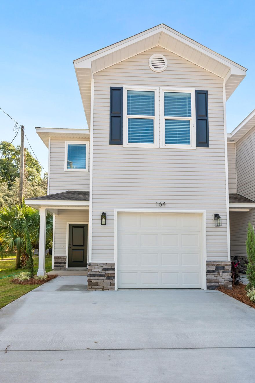 New Construction Townhomes in Valparaiso are ready!  These large townhomes offer the big three, Location, VALUE, and are brand new and only a few steps to evening walk along the water.Builder has used the best finishes from LVP flooring throughout, provided new washer and dryers, and a full stainless appliance package. Bring your furniture and vehicles to enjoy a quiet neighborhood, steps from the water and 3 minutes to the Eglin gate.Large master bedroom with walk in closet, double vanity, separate shower and tub.  Additional bedrooms offer space and easy of access to second full bath upstairs.  Laundry room is on the bedroom level for ease of use.Single car garage with parking for several additional  vehicles if needed.These units will go fast schedule your showing today.