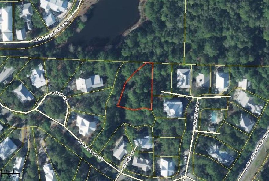 Largest lot for sale in The Hammocks of Seagrove Beach ... over .2 Acres! Recently surveyed with Boundary survey and setbacks identified due to 25' wetland buffer surrounding this lot. County has approved the buildable lot size...see documents section for downloadable survey. Two pools in this private gated community. All dimensions are estimates and buyers should verify that which they deem important. This is part of an Estate sale with agent/ownership interest.