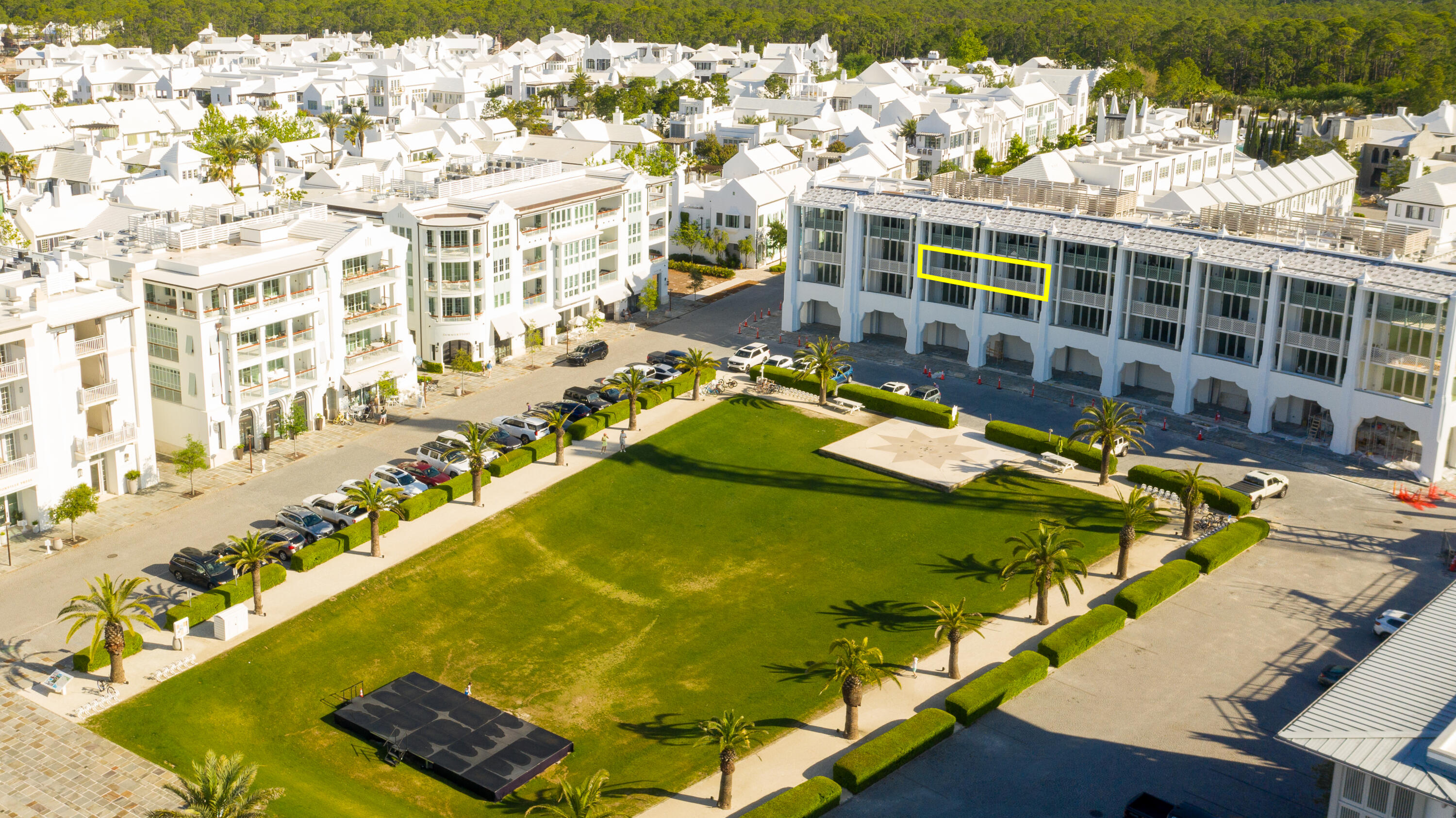 Welcome to The Della, a remarkable opportunity in the heart of Alys Beach! Unit 303 presents a captivating southern panorama akin to exclusive Box Seats in a grand theater. Positioned at the center of the building, this residence offers unparalleled vistas encompassing the amphitheater, Beach Club, and the mesmerizing emerald-green waters of the Gulf. Designed by award winning architects, Moule & Polyzoides, the finesse of The Della is characterized by exquisite details, including graceful curves and delicate pearl insets that effortlessly capture and reflect the soft, dreamy ambiance of the surroundings.