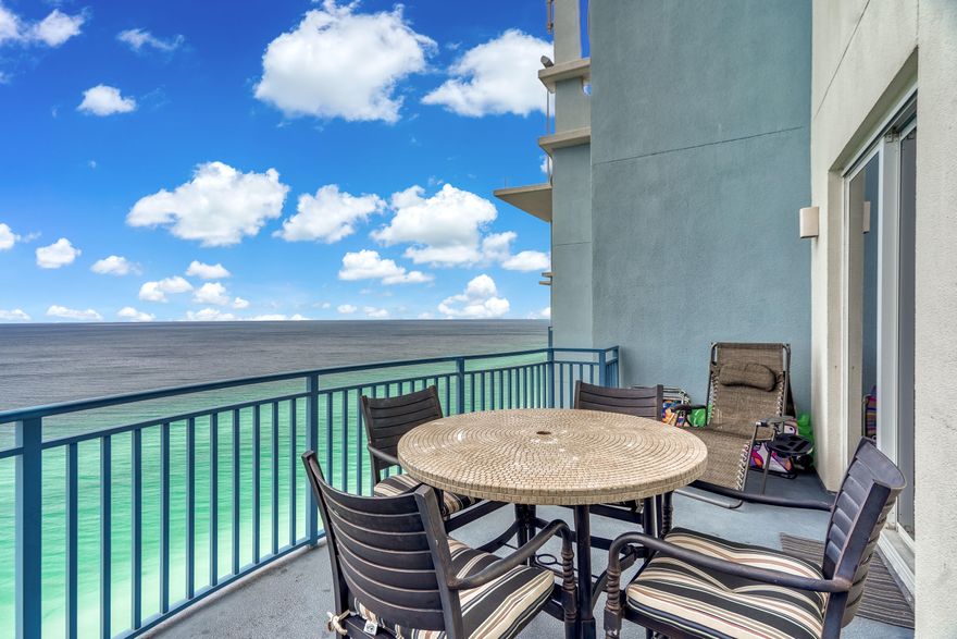 **TOP FLOOR MIDDLE PENTHOUSE** You can't beat the views from the top floor balcony of Sterling Breeze 2304 in beautiful Panama City Beach, Florida! This unit functions like a 3 bedroom with full size bunk room (with door), 2 generous full baths, large open kitchen/dining/living area and a gorgeous gulf front balcony! The location can't be beat less than 1/2 mile walk to Pier Park, 20 minutes to the airport and situated directly on some of the most beautiful beaches in the world. The master bedroom is located beach front as well with balcony access and both full bathrooms boast two vanities and large shower areas. This low density design complex has a beautiful beachfront pool with hot tub and a gulf front fitness facility to go along with covered parking and deeded beach access.