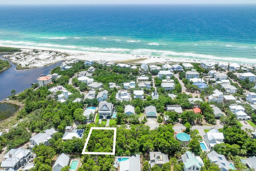 This homesite is perfectly situated to take advantage of the calm and quiet of West 30A while also being a short walk from the Gulf of Mexico presenting the ideal opportunity to construct a new beach retreat with the possibility of gulf views.  This desirable location offers a high elevation within Flood Zone X and is free from the restrictions of an HOA, allowing for building flexibility and no added expense of HOA dues. Just a short walk away is the sprawling Gulfview Heights beach access offering the convenience of parking, picnic areas, showers and bathroom facilities. This property is also within walking distance of exceptional shopping and dining including the shops and restaurants of Gulf Place, and a short drive or bike ride to Blue Mountain Beach, Grayton Beach and Seaside.