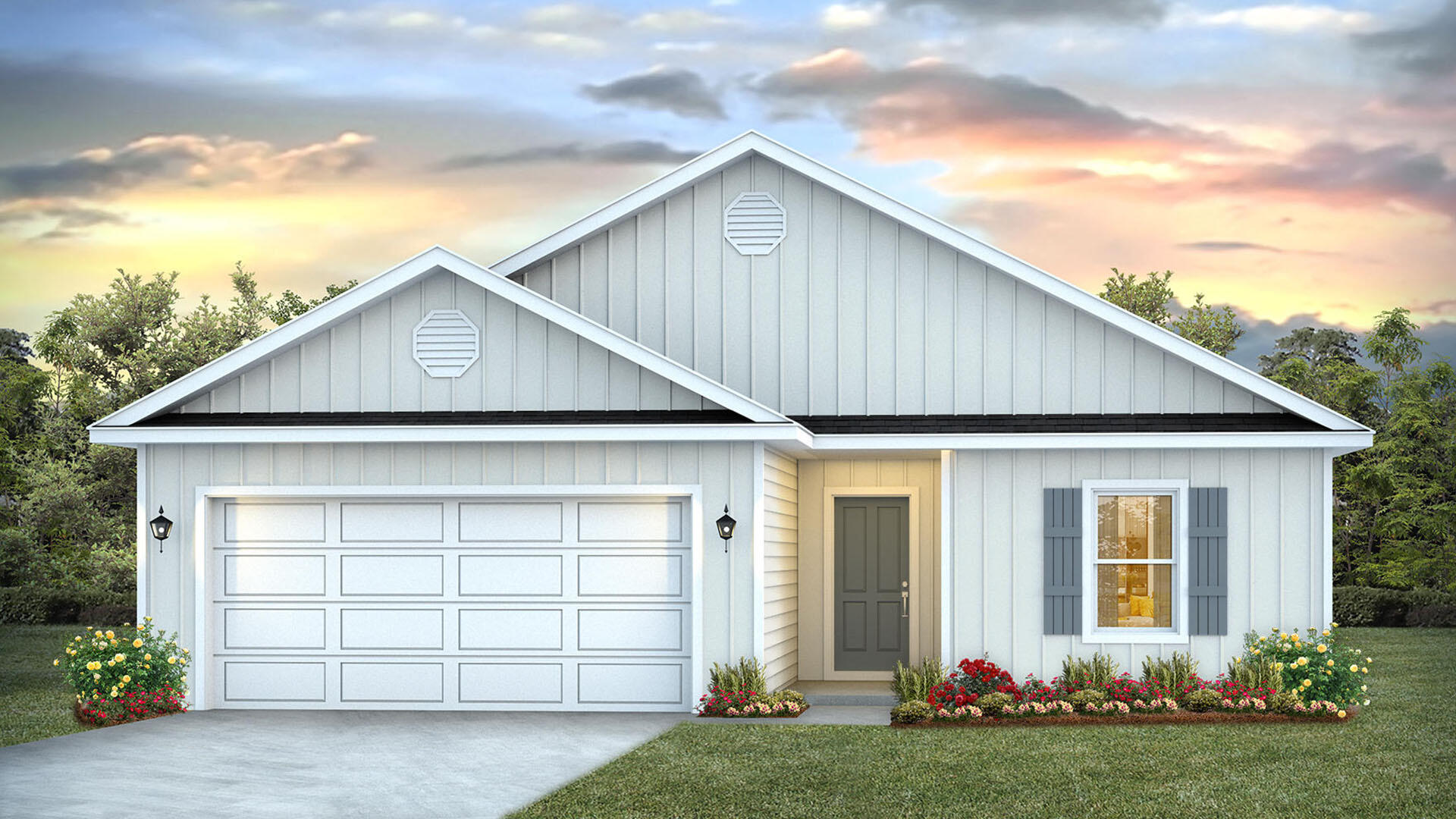 Welcome to 227 Eunola Lane, a new home in Phase III at Ashton Park in Freeport, Florida. As you enter this home you are immediately struck by its clean lines and thoughtful design. The foyer opens to a bright and airy space, with two secondary bedrooms and a full bathroom tucked off to one side. These rooms are perfectly sized with each offering plenty of closet space and easy access to the shared bath. This home features a seamless living space with EVP and carpet in the bedrooms. Continuing into the heart of the home, you will find an open concept living area. Here, the kitchen is open to the living area and features granite countertops, stainless steel appliances, and an island with a breakfast bar that creates the perfect spot for casual dining or entertaining. The adjoining dining area is well-positioned for family meals, while the living room offers a comfortable space to relax, complete with views of the backyard. The laundry room is off the kitchen and is complete with extra storage shelves. Privately located at the back of the home, the primary bedroom offers a peaceful retreat. The large bedroom is complemented by an ensuite bathroom, featuring a dual vanity, a large shower, and an expansive closet designed for all your wardrobe needs.

The patio at the back of the home provides the perfect place to enjoy outdoor living. For more information on the Lismore floor plan, give us a call today!