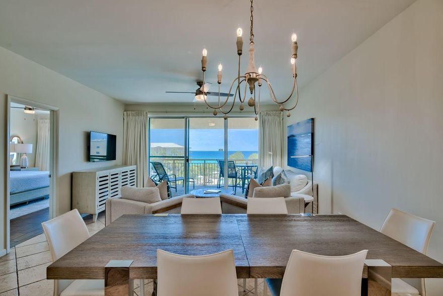 With captivating gulf views, this recently updated condo in High Pointe is located between Rosemary Beach and Alys Beach. The welcoming living area provides an ideal gathering space, opening to a balcony perfect for morning coffee and evening cocktails. The spacious master bedroom provides a perfect retreat with views of the lagoon style swimming pool, Gulf of Mexico, and white sand beaches. The sizeable guest features two queen beds and an en suite bathroom. The High Pointe community offers many amenities to include a large lagoon pool, hot tub, private beach access, tennis courts, shuffleboard, and a beachfront restaurant/bar.
