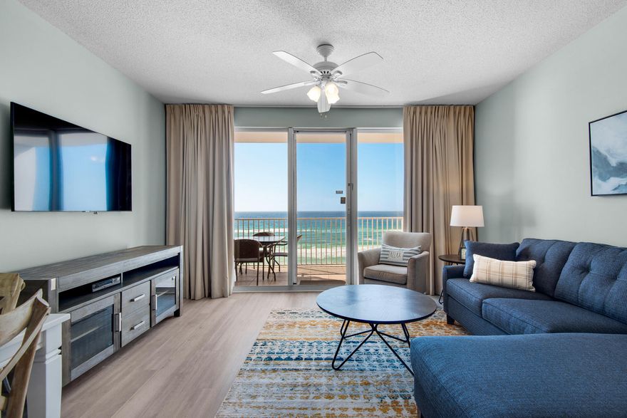 Incredible Gulf Views! Located at Seascape Resort, Majestic Sun B507 has everything you could want!  Seascape offers 2,000 feet of exclusive, pristine Gulf-front beach, as well as golf, tennis, pickle-ball and more. The area is extremely pedestrian friendly.  There is an on-site ice-cream shop and a local town centre featuring multiple restaurants, a coffee shop, and other fun activities such as laser tag and arcade games.  Majestic Sun boasts an indoor/outdoor swimming pool featuring gulf views and multiple hot tubs.  Inside the unit you will find a king sized primary suite, hallway bunks, and two full bathrooms.  The kitchen features stainless steel appliances and views of the gulf.  Flooring has been updated throughout the entire unit.  Enjoy sitting on your balcony while listening to the waves.  Offered fully furnished with minimal owner exclusions. Buyer to verify all data and information provided herein before submitting an offer.