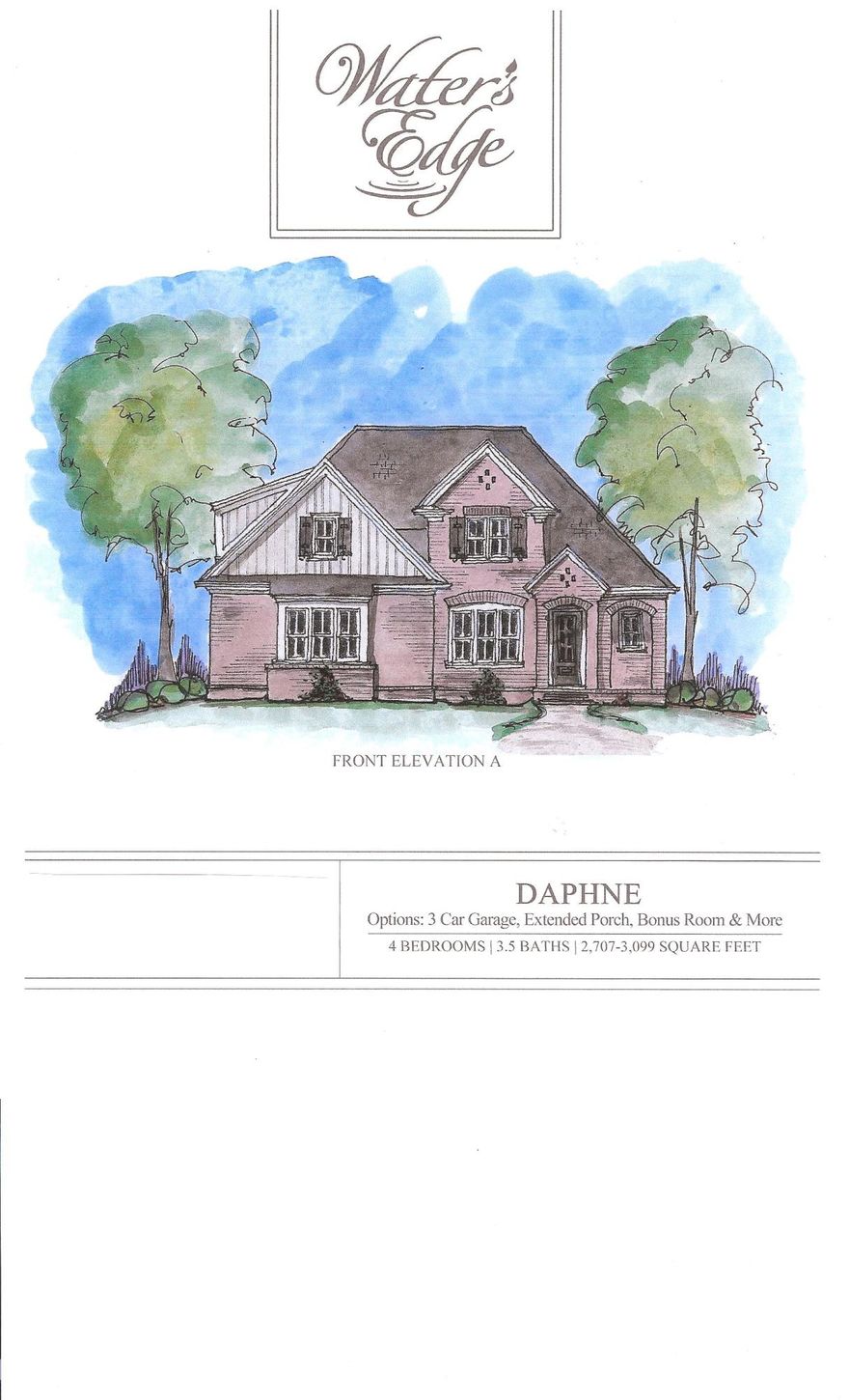 This exclusive, executive style community is tucked away on must see land on Rocky Bayou. Water's Edge will feature 29 homes, all with bay access, many with bay views. There will also be limited waterfront opportunities. Residents will enjoy a waterfront park and kayak launch. Homes will be traditional/ transitional brick and hardy style ranging from 2,000- 4,000 sq. ft.