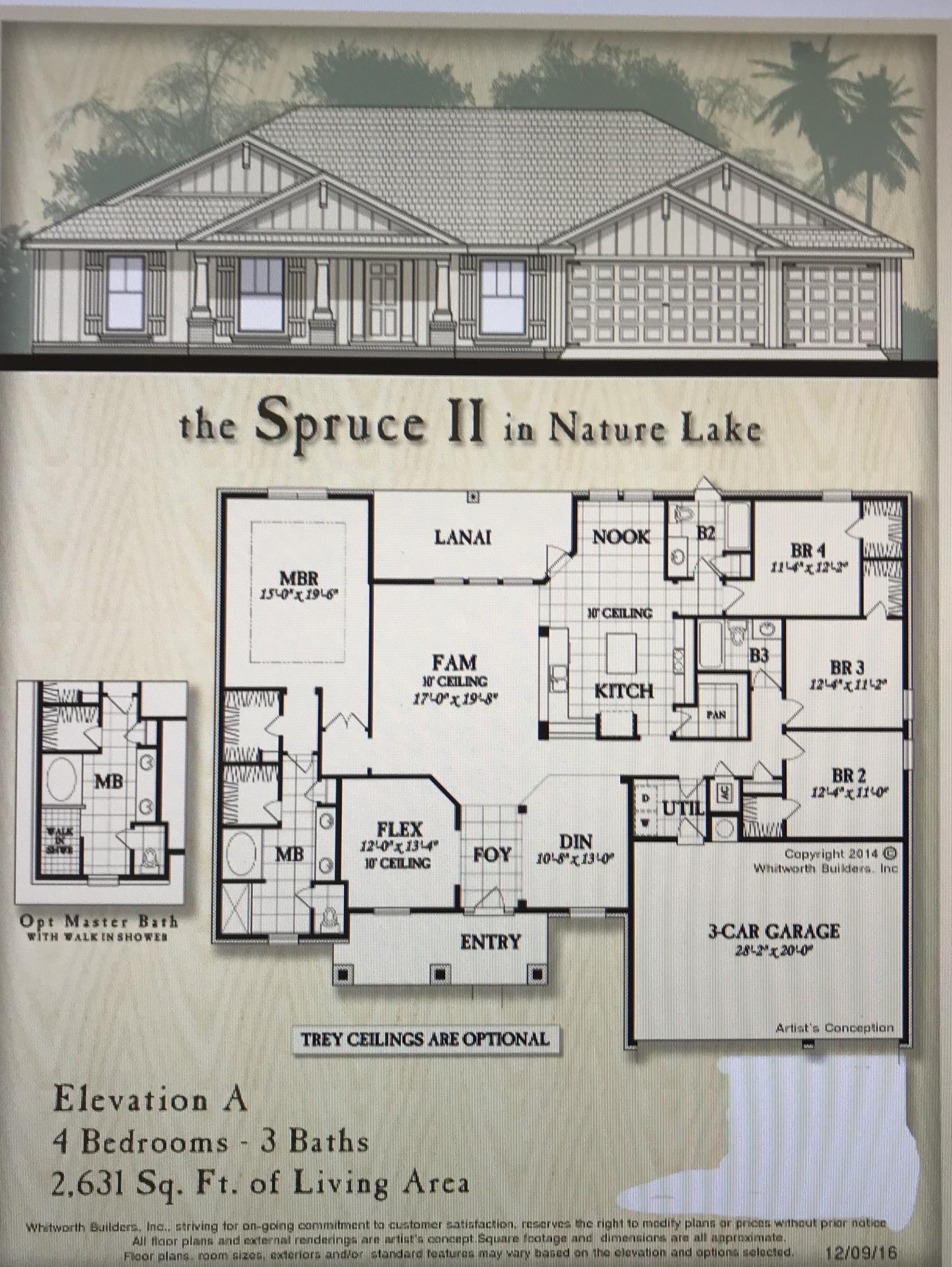 Estimated Completion December 2019 - The Spruce II features 4 BR/3 Full Baths, Flex room, Dining room & Breakfast Nook, 2' x 6' Exterior Walls & 3 Car Garage. Kitchen features Stainless Steel Appliances, Granite Counter Tops & Island. The Master Suite is over sized with Luxury Master Bath featuring our Signature All Tiled Walk in Shower, Soaking Tub, Dbl Vanities, Tiled Flooring & 2 Walk in Closets.The Nature Lake Community features access to a 28 Acre Lake for recreation, along with a future common area Nature Path. Builder will pay most closing costs if Buyer chooses one of the Builders 5 preferred lenders.