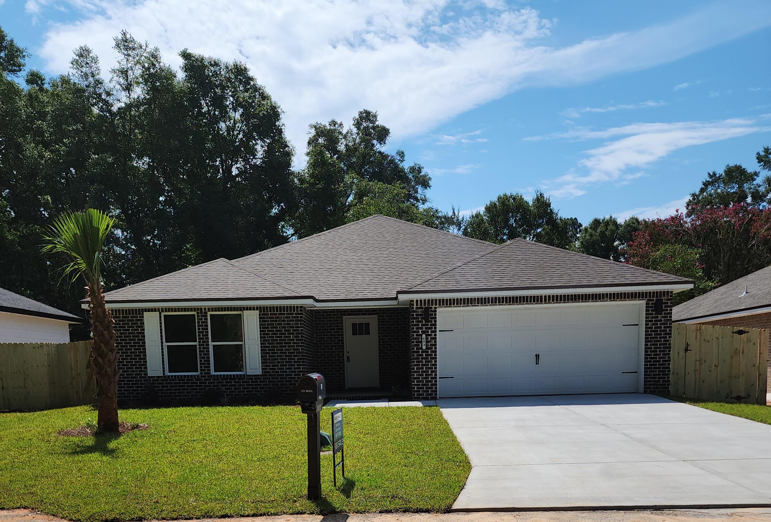 CUSTOM 3BR 2BA BRICK HOME, SPRINKLER SYSTEM, ELECTRIC FIREPLACE, 75' MOUNTED FLAT SCREEN TV, 10' CEILINGS, LVP FLOORING THROUGHOUT, GRANITE COUNTERTOPS, SOFT CLOSE CABINETS AND DRAWERS THROUGHOUT, STAINLESS STEEL APPLIANCE PACKAGE INCLUDES FRIDGE, DISHWASHER, STOVE, MICROWAVE, WASHER AND DRYER. PRIVACY FENCED BACKYARD, DEAD END STREET. SELLER OFFERING $5K IN CLOSING CONCESSIONS Less than 3 miles from the grocery store, municipal park, downtown Crestview & more! This comfy home is 10 miles from Duke Field, 21 miles from Eglin AFB & 32 miles from Hurlburt Field! INTERIOR PHOTOS ARE SAMPLE PURPOSES ONLY AS FINISHES MAY DIFFER AT COMPLETION.