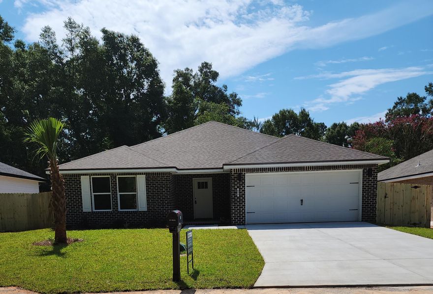 CUSTOM 3BR 2BA BRICK HOME, WASHER, DRYER, STAINLESS STEEL MICROWAVE, STOVE, DISHWASHER, REFRIGERATOR, DISHWASHER, ELECTRIC FIREPLACE, 75' MOUNTED FLAT SCREEN TV, 10' CEILINGS, LVP FLOORING THROUGHOUT, GRANITE COUNTERTOPS, SOFT CLOSE CABINETS AND DRAWERS THROUGHOUT, WATER SPRINKLER SYSTEM. PRIVACY FENCED BACKYARD, DEAD END STREET. SELLER OFFERING $6,000 CLOSING ASSISTANCE. Less than 3 miles from the grocery store, municipal park, downtown Crestview & more! This comfy home is 10 miles from Duke Field, 21 miles from Eglin AFB & 32 miles from Hurlburt Field! INTERIOR PHOTOS ARE  SAMPLE PURPOSES ONLY AS FINISHES MAY DIFFER AT COMPLETION.