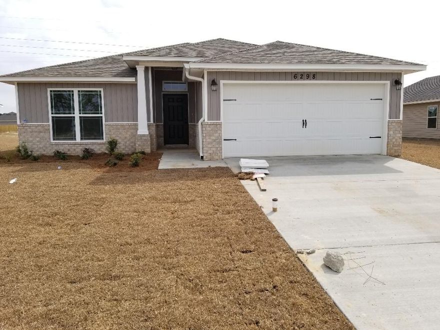 Home under construction estimated to close in APRIL. COLORS AND FEATURES MAY VARY FROM PHOTOS. Contact agent. Heather's Place features fully sodded yards, sidewalks, underground utilities, public water and sewer, convenient access to shopping and schools and only 8.5 miles to Navarre beach! Every home comes included with GRANITE COUNTER TOPS tops in the kitchen and bathrooms with under mount sinks, STAINLESS STEEL APPLIANCES in the kitchen, UPGRADED FLOORING in the common and wet areas and carpet in the bedrooms. Separate TILE SHOWER in the master bathroom (in most plans), covered back porches and much more. These homes are extremely energy efficient and all come included with our 1-year builder warranty. Take advantage of our $500 move in special with use of one of our preferred lenders!