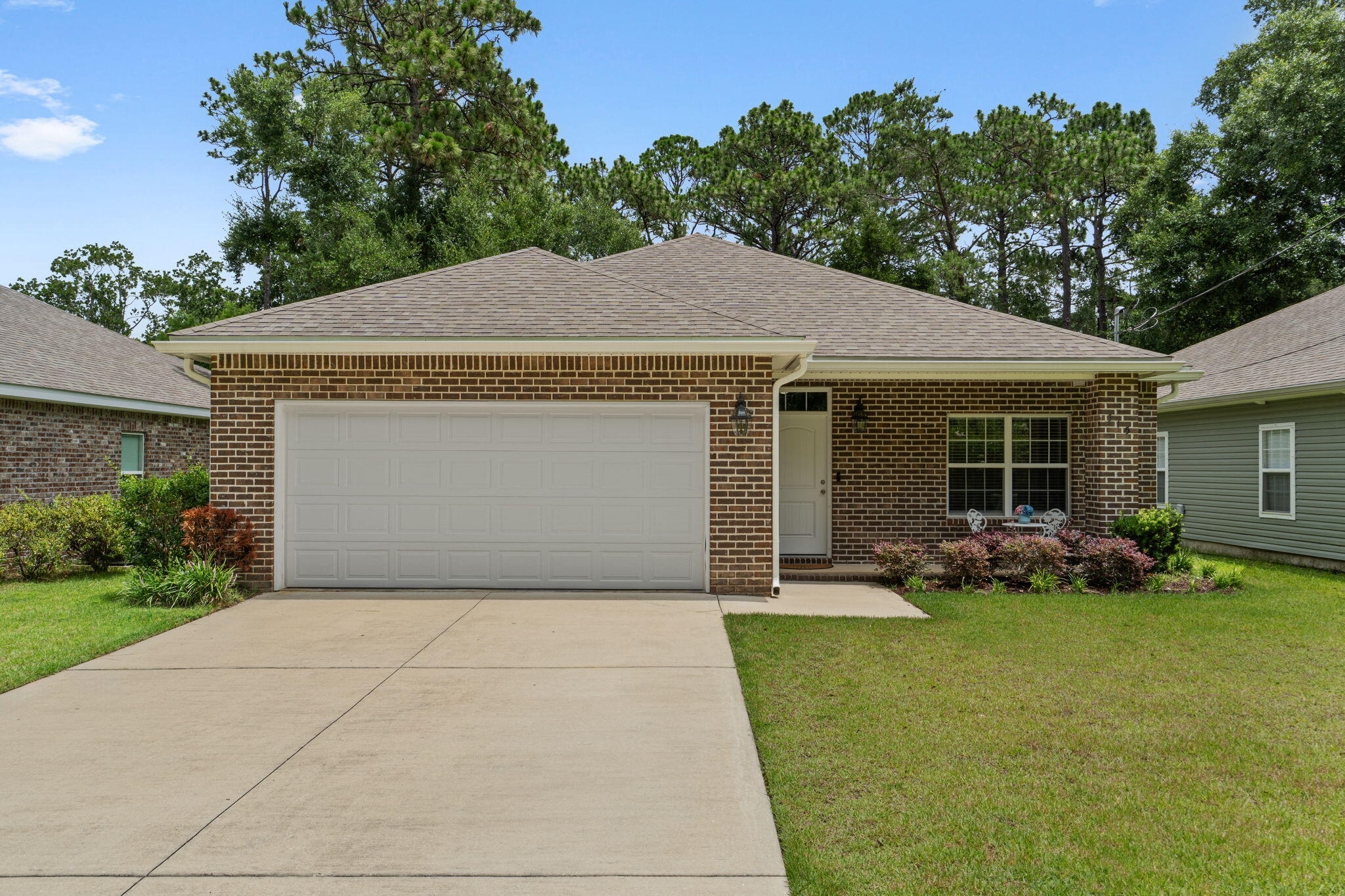 Nestled in a serene neighborhood in Valparaiso, this 2019 3-bedroom 2 bath all brick house with quick access to Eglin Air Force Base, Duke Field, and the 7th Special Forces Group, exemplifies comfort, convenience, and a contemporary style. Lightly lived in and meticulously maintained, it feels brand new -- a rare find in today's market at this price. Additional features include: large fenced yard, vaulted ceiling in living room, LVP with carpet in bedrooms, quartz countertops, shaker cabinets, tile backsplash, and termite bond. Buyers to verify all information they deem important.