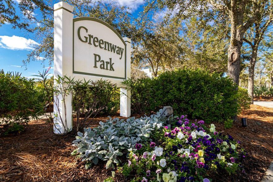 This homesite was designated as the best and the largest in the community and retained by the family who started Greenway Park.  Now it can be yours to create your dream beach retreat or investment home. The neighborhood offers brick paver roads, a seasonally heated pool with pool house, grill area, and access to several State Park hiking trails. The sugar white sands of the beaches of South Walton are 3/4 of a mile away, and you can walk or bike to shop, dine, and enjoy world-class outdoor activities. Greenway Park is minutes away from Seaside, The Hub, or Deer Lake State Park. Greenway Station (St Joe Company owned and managed) is underway, with an 85-room boutique hotel and around 30,000 sf of restaurants, and retail. Short term rentals allowed. Survey is available.