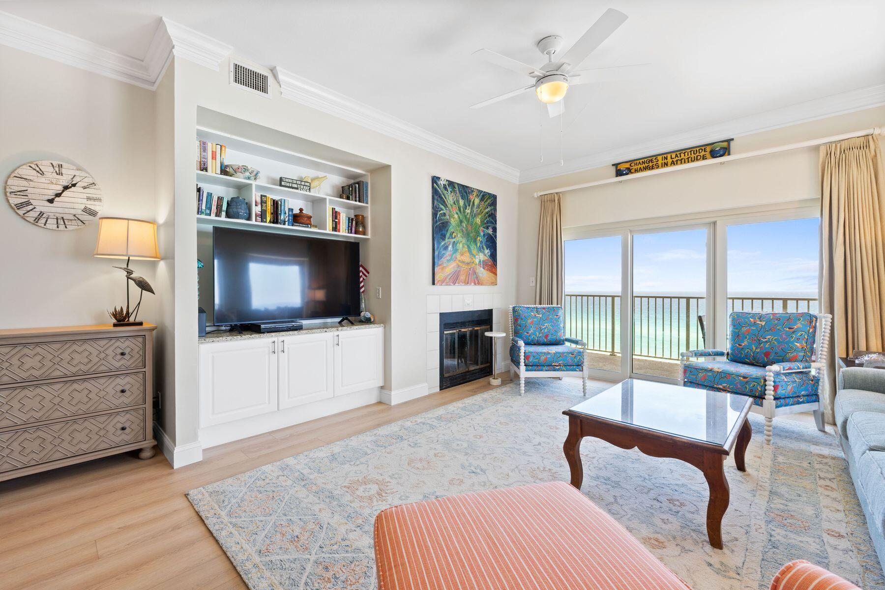 Escape to this luxurious gulf-front 3 bedroom condo situated on the 10th floor of Tops'l Beach Manor. Rarely available, this coveted unit promises both an idyllic retreat and a rental investment opportunity. Step inside to discover 1,579 square feet of impeccably designed living space, adorned with new LVP flooring, granite countertops and tasteful furnishings throughout. The master bedroom has private access to the waterfront balcony and ensuite bathroom with a new walk-in shower, offering a serene sanctuary with breathtaking views. Two additional bedrooms, one with a queen-size bed and the other with twin beds, provide ample comfort for guests, each with their own TV and ensuite bathrooms. Indulge in coastal living at its finest with two private balconies offering panoramic views of the gulf, perfect for savoring morning coffee or sunset cocktails. A fully equipped kitchen with new granite countertops is ideal for whipping up breakfast before hitting the beach, and a stackable washer/dryer handles beach towels and swimsuits. Outside, resort-style amenities abound, including a fitness facility, community pool (heated November-March), grilling area, covered parking, indoor hot tub, sauna and private beach boardwalk. The Tops'l Beach and Racquet Resort, situated in the picturesque Miramar Beach/Sandestin area, offers a tranquil escape just minutes from a plethora of activities, dining, shopping and entertainment options. Whether you're seeking a serene beach retreat or rental investment opportunity, this property invites you to experience the ultimate in gulf-front living along the Emerald Coast.
