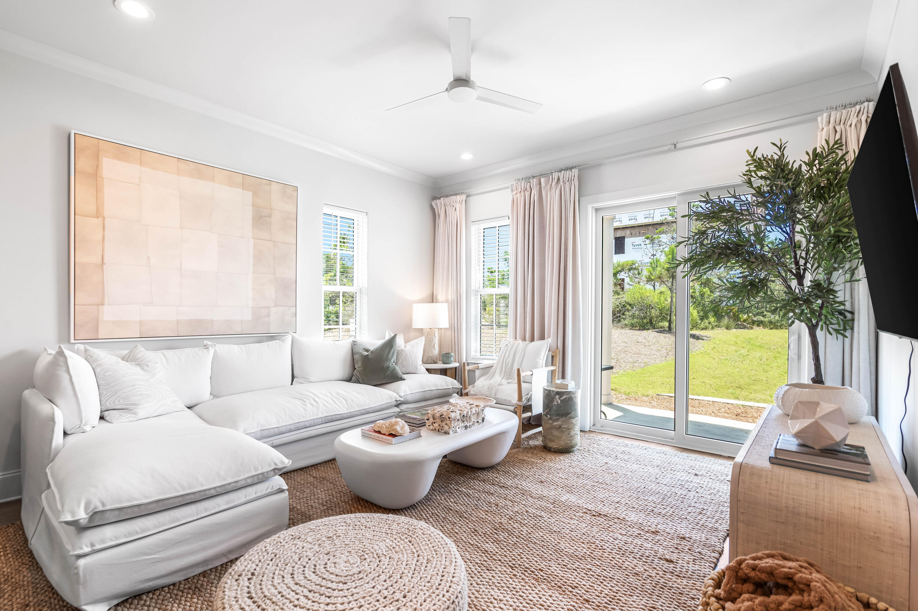 Enjoy listening to the sound of crashing waves from the Gulf while you relax on the terrace of this new three-bedroom two bath Azure of 30A unit. Experience the laid-back quiet environment afforded you in this exclusive 19-unit complex. Just steps away from two beach accesses you can take a leisurely walk to the beach to enjoy evening sunsets. Azure of 30A features a resort style heated pool and a separate spa for you and your guest's year-round enjoyment. Developed by premier builder, Cole construction, units include features such as Mohawk flooring, 10-foot ceilings throughout, 8-foot solid shaker panel doors, smooth finished interior walls and shaker style cabinets with quartz countertops. Three full bedroom units, third BD set up with custom built in bunk beds.