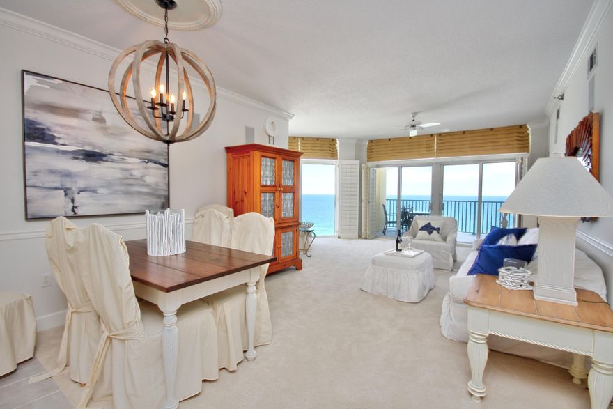 Breathtaking views of the Gulf of Mexico from this 15th floor unit on the coveted Eastern Side of Jade East. Start your day watching a beautiful sunrise sipping coffee from the balcony, living area or Master bedroom. All New Coastal Chic Decor! A ''V'' shaped window in the Master Bedroom gives the illusion of standing directly over the Gulf of Mexico. Bahama style shutters frame each window and highlight the views of the Gulf and Choctawhatchee Bay. Three bedrooms and three full baths make this contemporary condo the perfect primary home, second home or investment property. Condo is not rented although is turnkey as a vacation rental and being sold fully furnished and rental ready. Pristine and ready for a new owner. Assigned parking spot and storage closet convey.