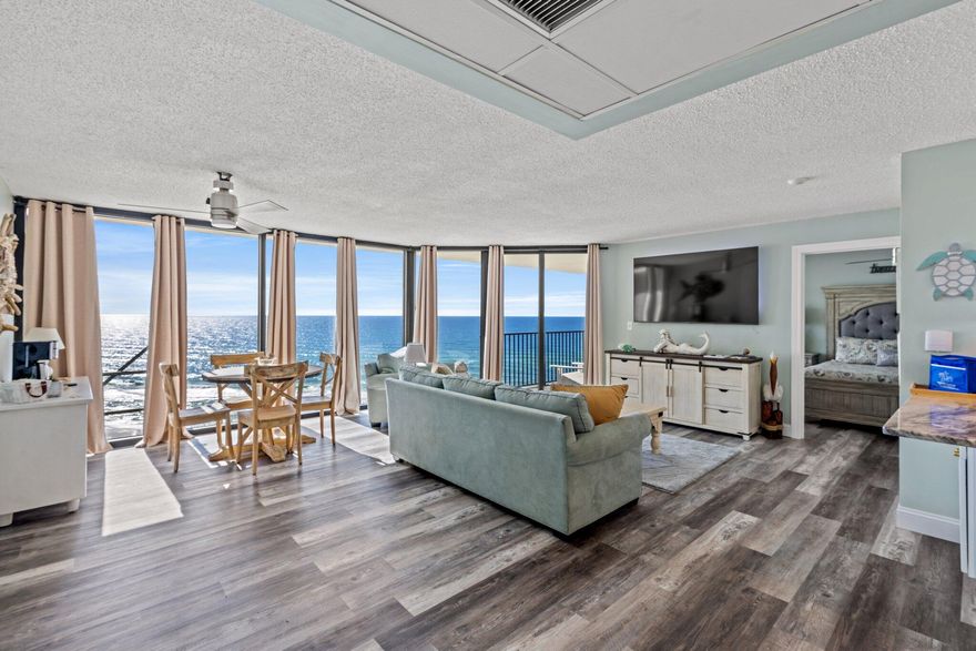 The Ultimate in a Beach Front Lifestyle with Sunbird's finest and most highly sought after floor plan. Yes.. we are talking about a PENTHOUSE B!  There are only 4 units like this in all of Sunbird!! All walls viewing the Gulf are glass. They are either floor to ceiling windows or sliding glass doors. Doors from your living area and the bedroom lead to the out stretched balcony with views up and down all directions of the beach. Bedroom is very kingsize with an abundance of closet space. Lets not forget the fully equipped kitchen with breakfast bar. And if you like most... you are buying to use for vacation rentals. If so, the income potential for this unit is jaw dropping! If you are looking for a second home.. You might just stay and make it your first!!