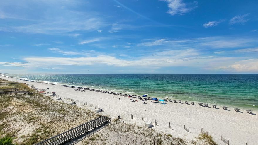 Gorgeous and immaculate 3BR + BUNK / MEDIA ROOM top floor & waterfront condo at the luxurious Bella Riva complex on Okaloosa Island!! COVERED PARKING SPACE #503 + STORAGE UNIT #503 included in sale. Unit has NEVER BEEN A RENTAL, so it has stayed in pristine shape!

Inside, the kitchen is open to the dining & living area, and features granite countertops, beautiful tile backsplash, large island that doubles as a breakfast bar, and top-of-the-line stainless steel Viking appliances (+ a wine fridge!) for a true chef's kitchen. Enjoying cooking with gas! One of the only complexes on the island that has gas hookup. The dining area & living space is furnished with a Mediterranean style in mind to match the exterior of Bella Riva. Beautiful tile flooring and crown molding as well. Enjoy incredible Gulf of Mexico views from every angle! The expansive 31' ft long waterfront balcony is the perfect place to relax and listen to the surf... balcony has hurricane shutters as well as gas hookup for grilling.

The gulf front master suite has its own balcony access, as well as his & her closets and a spacious bathroom - complete with his & her sinks, garden tub, separate tile shower, and private water closet. 

Two guest bedrooms sit on each side of the front entry ... Bedroom 1 has its own private bathroom with a double vanity, linen closet, and tub/shower combo. Bedroom 2 has access to the shared full guest bathroom. Both have upgraded cabinetry and finishes.

As you walk toward the common area, you'll pass a bunk / media room with trade ceiling and French glass doors, and currently hosts two sets of bunk beds + a trundle. On the opposite side is a large utility / laundry room - complete with washer and dryer, owners closet, and cabinetry for extra storage. HVAC 2018. 

Bella Riva was designed with a luxury lifestyle in mind, featuring an upscale Mediterranean design and lush landscaping. The complex stays private due to its gated entry and secure lobby. Onsite, there is a beachfront community pool and hot tub, a state-of-the-art fitness center (3rd floor), and almost 400 ft of deeded beach access! On-site beach service is available every season, for an additional fee. Complex has a parking garage on the first floor + enclosed storage facilities, great place to keep sandy beach chairs and toys! 

Please note: some furnishings and personal items are excluded from sale.