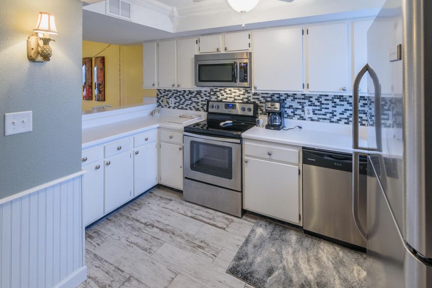 Schedule your private viewing of this Beautiful Beachfront 2br condo at El Matador today. The pride of ownership is evident immediately when you walk through the front door. The extensive kitchen renovations include: Stainless Appliances, glass backsplash, driftwood porcelain tiles, wainscoting, crown molding, and ceiling enhancements.This unit is turnkey, sold fully furnished and has a New Air Conditioner (September). Other upgrades include: Popcorn removal from ceilings, 6 panel doors, new vanity and vessel sink in bathroom, plantation shutters in the bedrooms, tiled balcony, and a new front door. El Matador is one of Okaloosa Islands most popular resorts and has World Class Amenities that include: swimming pool, gulf front Pool,