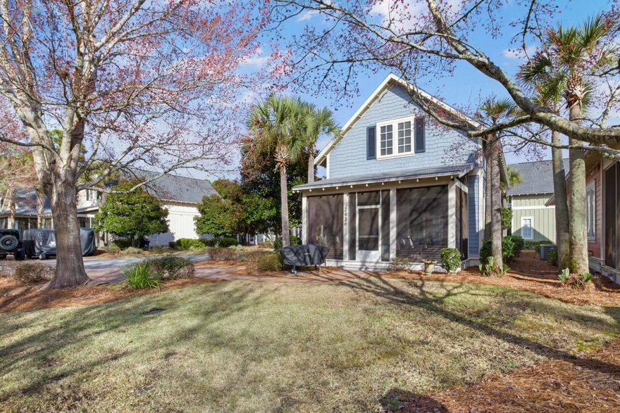 Set on a prime corner lot within the Bungalos at Sandestin, this fully furnished coastal home offers an elevated resort lifestyle with the added convenience of being located near the front of the neighborhood for easy access in and out. A screened front porch sets the tone, creating an inviting outdoor living space for slow mornings, evening breezes, and relaxed entertaining.Inside, the open-concept living area is bright and welcoming, filled with natural light and finished with tile flooring and a calm, neutral palette that feels fresh and timeless. The kitchen is designed to gather, featuring granite countertops, light cabinetry, stainless steel appliances, and a dedicated dining space that flows seamlessly for everyday living and hosting. The first-floor primary suite provides the ease of main-level living with a private ensuite bath and a spacious walk-in closet. Upstairs, two guest suites each feature their own bathrooms, extra storage, and durable LVP flooring. The thoughtful layout makes it a great fit for full-time living, a second home, or strong rental potential. Recent improvements include a new roof (2023) and a water heater replacement (2025).

Just down the street, enjoy the community pool and putting green, while golf cart access connects you to the beach, marina, golf courses, tennis and pickleball courts, shopping, dining, and year-round entertainment. From The Village of Baytowne Wharf to Grand Boulevard and the Market Shops, this is true resort style living, making the home equally appealing as a primary residence, a low-maintenance second home, or a strong short-term rental opportunity in the heart of Sandestin.