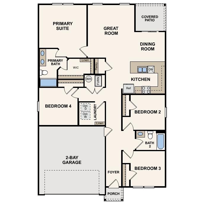 Come check out this BEAUTIFUL NEW Single-Story Home in the Cross Creek Freeport Community! The desirable Covington Plan boasts an open design encompassing the Living, Dining, and Kitchen spaces. The Kitchen features gorgeous cabinets, granite countertops, and Stainless-Steel Kitchen (Appliances include Refrigerator, Range with hood, and Dishwasher). Additionally, the primary suite has a private bath with dual vanity sinks and a walk-in closet. This home also includes 3 more bedrooms and a full secondary bath. Outside, there is a relaxing patio space. Outside, there is a cozy covered patio space.