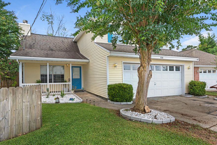 Cozy and adorable 2-story, 3-bedroom, 2.5-bath home nestled at the end of cul-de-sac with easy maintenance vinyl exterior. Conveniently located, within 6-7 minutes of Hurlburt Field's Main Gate! This home is also close to beaches, shopping, restaurants, and schools. Most of the interior has been painted a fresh, bright color. Living room with a high vaulted ceiling, a wood burning fireplace, beautiful wood laminate floors, and lots of light from front windows and French doors leading to large back yard. The wood floors continue through the formal dining room, kitchen, breakfast nook, hall, and half bath. The main floor has a pantry and half bath off the kitchen. Moving upstairs you're welcomed to a large master suite overlooking the back yard, with a large walk-in closet off the