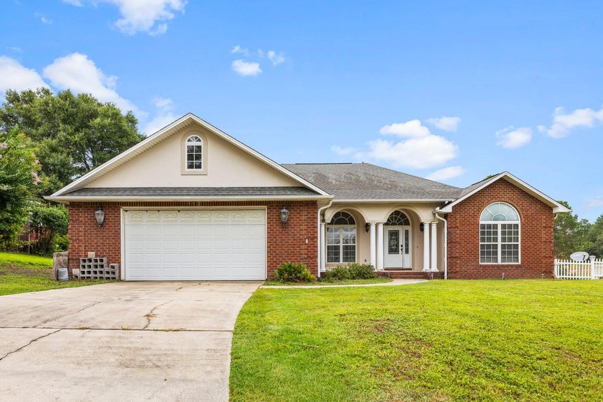 Nestled beside the 11th hole on the picturesque golf course, this all-brick home showcases hardwood floors throughout, kitchen tiles, and plush new bedroom carpeting. The master suite is a tranquil haven with trey ceilings and recessed lighting. The master bathroom has a separate shower, inviting soaking tub, cultured marble vanity tops, and double sinks for convenience. The open kitchen layout is perfect for everyday life and hosting, with a snug breakfast nook and breakfast bar. Don't forget the electric fireplace, bringing warmth and coziness during winter months. Step onto the serene patio to unwind and indulge in the golf course surroundings. This residence offers an ideal escape for serene living and best yet NO HOA! This home also has new carpets, HVAC, and a Dishwasher.