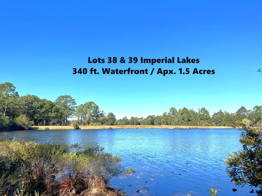 Motivated Seller has reduced drastically for quick sale!! TWO buildable waterfront lots on Imperial Lakes, totaling apx. 1.5 acres and 340' of lakefront...At $25K per waterfront lot, you don't want to miss out!!! No manufactured homes allowed. Lot is apx. 70% cleared and currently a path to the lake. Public water is available (tap fee would need to be paid). Electric available along Caswell Rd. Septic tank would be required.   Assessment fees are $169.10 annually per lot and includes maintenance of dams. Parcel consists of los 38 & 39 (see plat in photos)....build on one or both!
