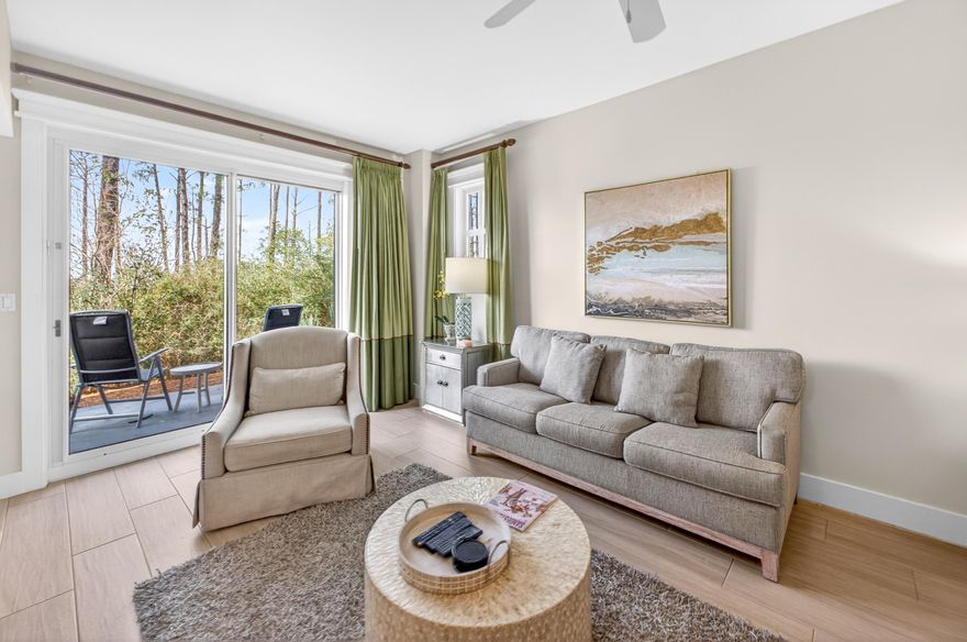 Located in Lasata at Sandestin, this charming ground-floor studio offers the largest studio floorplan available (488 sq ft) and an ideal blend of privacy, convenience, and rental potential.Enjoy beautiful views and a quiet setting from your private patio -- a rare and desirable feature for studio units. Inside, the condo is tastefully decorated with updated tile flooring throughout, creating a clean, coastal feel that's both durable and renter-friendly.Owners and guests have access to the Grand Sandestin pool, one of the largest and most desirable pool areas within the resort, plus exclusive access to the private Solstice Club -- reserved for Lasata, Bahia & Elation property owners only. 
Positioned in The Village of Baytowne Wharf, you're just steps from dining, entertainment, shopping, and seasonal events. All within the gates of Sandestin Golf and Beach Resort.

Whether you're looking for a strong short-term rental, a low-maintenance second home, or a personal getaway in the heart of the action, this studio checks all the boxes.
