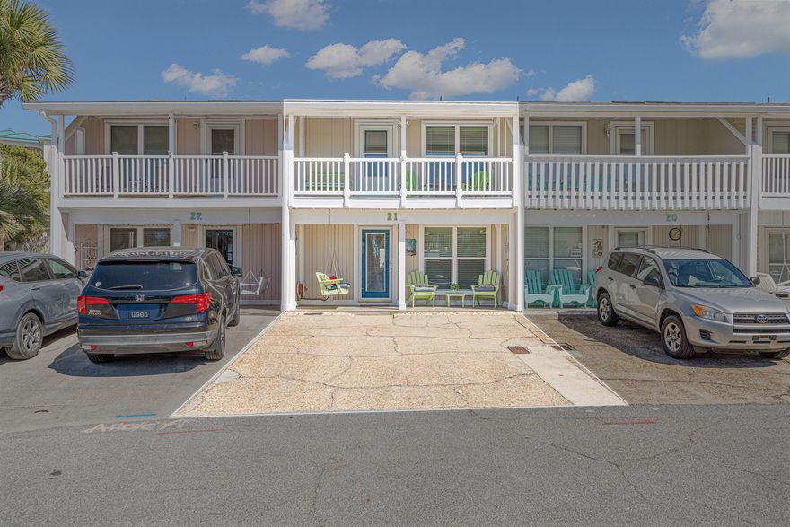 Looking for a second home or rental that is a short 3 minute walk to the beach? Look no further than this beautiful, well-loved second home townhome in West Panama City Beach/Laguna Beach! Short Term Rentals allowed but this one has never been rented!This 2 bedroom, 2 bathroom townhome has been upgraded throughout with shaker-style white cabinets, beautiful marbled granite and a new backsplash to match, new washer/dryer, LVP flooring, and new HVAC! The downstairs is your living area with the living room, dining area, and kitchen along with a full bathroom, an under-stairs storage with a dafe that conveys, and the laundry room. Upstairs holds both of the bedrooms and a full bathroom in between! The back bedroom has an extra space that has been utilized as a home office. Those days when it's double red flags, you can still enjoy your fun in the sun at the community gated pool and play some outdoor shuffleboard! 
As you are waking up and enjoying your morning coffee, you can sit on the outdoor swing on the front porch or the outdoor swing on the 2nd floor balcony! The backyard patio comes complete with an outdoor table, grill, and has 2 different storage closets.
Other upgrades/features:
- Fully furnished; sofa is a sleeper sofa
- Roof 2009
- Electrical Panel: 2009
- Water Heater: 2018
- HVAC: 2025
- Washer/Dryer: 2025
- Windows: 2022
- Hurricane Panels
- Hurricane-rated skylight
- Alarm system
- 3 exterior Wise cameras
- Locked owners closet upstairs