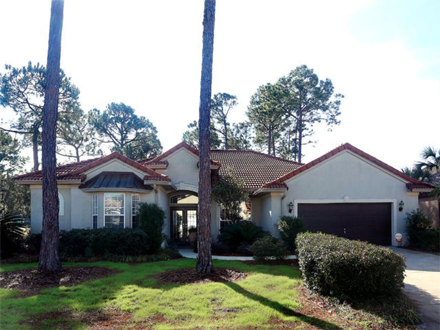 This beautiful home is located in the highly sought-after gated golf course development of Emerald Bay. Emerald Bay is a popular neighborhood featuring a newly renovated golf course, tennis and swimming pool. The home is one of the best positioned homes in the development being located on the 6th fairway. This is a one owner custom home built by Arthur Rutenberg with many features which include a heated in-ground pool, screened lanai, high ceilings, trayed and coffered ceilings, tile and hardwood floors, retracting sliding doors, recessed lighting, crown moldings & much more. Room dimensions area estimated only. Sq. ft. and lot size taken from public records.