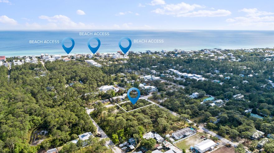 *CORNER LOT* Located in Desirable OLD SEAGROVE with NO HOA! READY TO BUILD TO SUIT! Level, High & Dry w/ NO Flood Insurance required ~ Flood Zone X! 3 Public Beach Accesses are just moments away! Under 1.5 Miles to ironic Seaside and under 10 mins to the HUB to the East! Just a block of San Juan to it's sidewalks down to 30A and the public beach access right there! Walk, ride bikes, or golf cart to area Restaurants, shops & fun! This is a perfect spot to Build your Primary, Secondary or Vaca Rental Home! This area is highly desirable for Top Producing Rentals, w/out the expensive HOA fees. This lot is large enough for a 4Bdrm+ Home w/ a Pool & Garage!  Recent Survey is available!