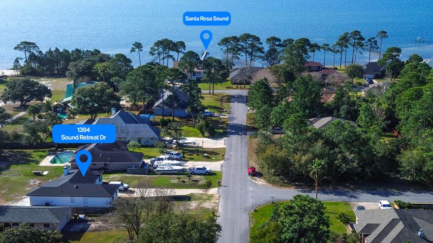 Coastal living is calling! Located in the desirable Sound Retreat community, this beautifully updated Navarre home offers private neighborhood access to the Santa Rosa Sound where you can enjoy kayaking, paddle boarding, fishing, boating and soaking up the sun. Imagine starting your mornings with peaceful walks as the sunrises to ending your evenings watching breathtaking sunsets just minutes away. For added peace of mind, major systems have been recently updated, including a roof (2024), HVAC system (2023) and water heater (2022).The property is located in a NO FLOOD ZONE and has NO HOA DUES. An annual termite and pest control plan is also in place. The septic system is located in the front yard, (right side) leaving ample space in the backyard for a pool, outdoor entertaining area or future backyard plans. 

Utility costs are favorable with water/sewer averaging around $20/month for a family of four and electric on average $200/month.
Inside, you'll find beautiful updates throughout the home, creating a welcoming space that blends comfort with coastal charm. Whether you're looking for your first home, a place to downsize or a home that supports an active coastal lifestyle, this home offers the opportunity to enjoy the best of Navarre living. Where days on the water and peaceful evenings by the Sound can become part of your everyday routine. 
Ideally located just off Highway 98, this lovely home offers quick access to shopping, dining, top-rated schools, grocery stores, gyms, post office and medical facilities. 
Nearby attractions such as the Gulf Breeze Zoo, Navarre Beach and the stunning Emerald Coast are all just a short drive away.

Updates made in 2017 include:
Tile flooring throughout, walk-in shower and glass inserts in primary bath, flood lighting, pendant light in the kitchen and granite counter tops in kitchen.

Sprinkler system needs a new pump & sprinkler head. Seller will replace with an acceptable offer.

Schedule your showing today to experience the Sound Retreat lifestyle in the heart of Navarre.
