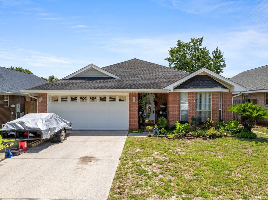 Welcome to 745 Randall Roberts Rd. in EMERALD VILLAGE - one of Fort Walton Beach's most popular neighborhoods with NO HOA, sidewalks, street lights, and underground utilities! This charming 1,620 sq ft, 3-bedroom, 2-bath home features an open, split floor plan with tile flooring in the kitchen and bathrooms and cozy carpeting in the bedrooms. The kitchen offers classic white cabinets, perfect for your culinary creations. Enjoy a spacious, fully fenced backyard--ideal for relaxing or entertaining. Key updates include a 2018 roof and a recently replaced water heater for added peace of mind. Conveniently located just outside the back gate of Hurlburt Field AFB!