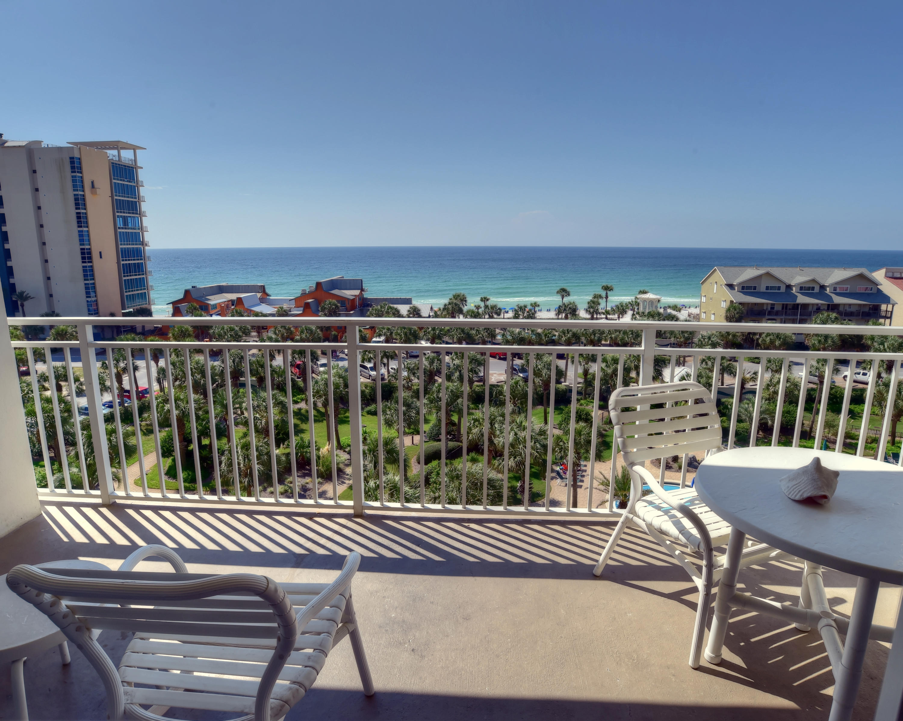 Fully furnished & turn key ready! Sterling Shores offers the best views of tropical pools, Gulf, beach club with heated pool situated right on the Gulf and the Destin skyline. This unit is decorated in soft but a colorful motif. Mirrored wall to enhance the wonderful view of the Gulf. 18 inch tiled floors in baths, kitchen and hallway. Wainscoting in the hallways adds to the charm of this unit. Relax in the Jacuzzi bathtub after a day at the beach or take in the panoramic view of the Gulf, and pools from your own balcony. Enjoy the private theater surround sound movies or conduct symposiums in the media theatre. On-site rental office available in beautiful gated community with lush tropical landscaping and fitness aerobics room. Great rental. All rooms sizes