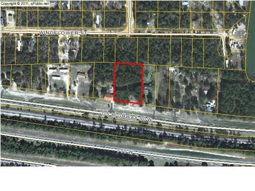 Vacant one-acre wooded lot in Mossy Head. Approximate 197 feet of Hwy 90 frontage. Public water and electricity nearby. Buyer is responsible to verify utilities, schools, zoning, dimensions and any other matters of importance.
