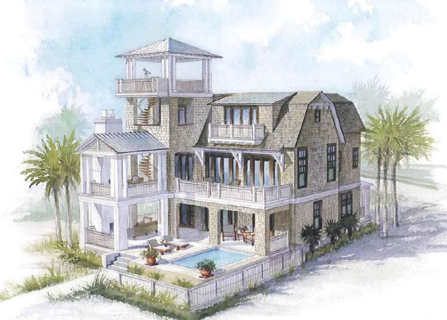 Pre-Sale. This home has an open floor plan with 4300 square feet, 4 bedrooms, a bunk room, 4 and 3 half baths, a pool, plus all the upgrades you would expect at Watersound Beach. Some of the fabulous details are mahogany front door, granite and limestone countertops, custom molding, custom stone flooring and reclaimed oak hardwoods throughout. The entire third floor houses a master retreat and private porch with specatular views.