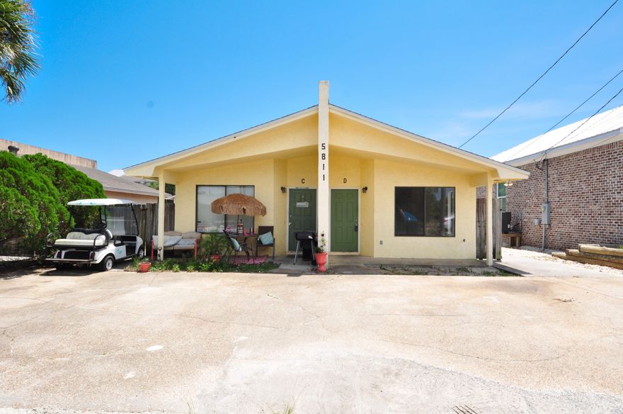 Just 2.5 blocks from the beach is where you'll find this duplex in the Biltmore Beach area! Each side has 1BR/1BA and separate fenced yards. Parking large enough to accommodate 2 cars each side. This would be a great rental investment property as short-term rentals are allowed in this area. Not only are you close to the beach, but you are just down the road from the Dolphin Boat Ramp on Grand Lagoon. Lots of options wiht this property and you're convenient to restaurants, entertainment, marinas, St Andrews State Park and much more! All info is approx and must be verified by Buyers if important.