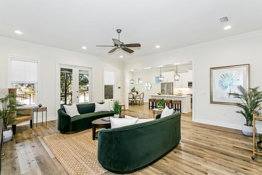 Welcome to this beautiful one-story brick home in Deer Moss Creek, one of Niceville's most desirable master-planned communities. Built in 2019 by one of the area's premier buiders, Huff Homes, this home blends modern comfort with thoughtful design, all just minutes from Eglin AFB, Duke Field, 7th Special Forces, and Destin's stunning beaches.Step inside to an inviting open floor plan featuring LVP flooring, tile in wet areas, and crown molding throughout the main living spaces. The chef-inspired kitchen offers quartz countertops, white shaker cabinets, modern lighting, and premium stainless steel Bosch appliances, including a dual-fuel gas stove/oven.The spacious primary suite provides a peaceful retreat with an oversized walk-in shower,  double vanity, and a large walk-in closet. Two additional bedroom and 2.5 baths ensure comfort for family and guests.

Enjoy outdoor living with a charming front porch and a screened-in back porch overlooking serene greenspace. Additional features include a 2-car garage, high-impact windows, energy efficient HVAC, gas water heater, an outdoor gas hookup, sink in the garage and a whole home generator - a smart combination of comfort, safety, and long-term savings.

Living in Deer Moss Creek means enjoying a vibrant, walkable community with exceptional amenities, including scenic walking trails, parks, playgrounds, a community pool, and beautifully preserved natural spaces. The neighborhood is known for its thoughtful design, friendly atmosphere, and access to A+ schools, making it one of the most sought-after areas on the Emerald Coast.