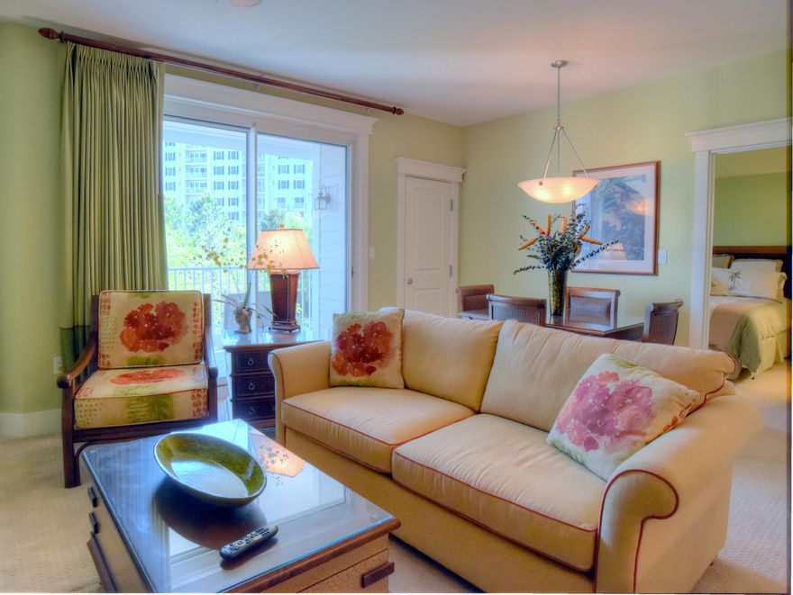 This lovely 1 bedroom 2 bath has an extra sitting area off the living room which could be an additional sleeping area or a little office. Owners have taken it off rental, so that it can be easily shown and hopefully sold quickly too. It will be an excellent rental or a great couples getaway place too. Just outside your door is the famous Village of Baytowne Wharf with fantastic restaurants, shopping, and nightlife just steps away. A tram can take you to play golf or go to the beach and you can walk to play tennis. The Marina is also within walking distance which means you are close to world class fishing and boating experiences. THe perfect family vacation starts here and it can be yours anytime when you make this Lasata yours.