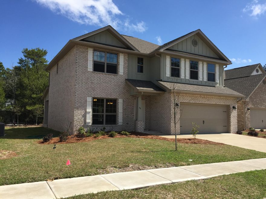 This 2,494 sq. ft. two story home featurs 4 bedrooms, 3 1/2 baths, spacious bonus room, 23'x10' covered back patio and two car garage. The kitchen features stainless steel microwave, range, and dishwasher. Master bedroom is on the 1st floor. Master Bath features a 5ft tile Shower and dual raised granite vanity sinks. Located in beautiful Point Washington walking distance to Eden State Gardens and less than five miles to beaches along Hwy 30A!