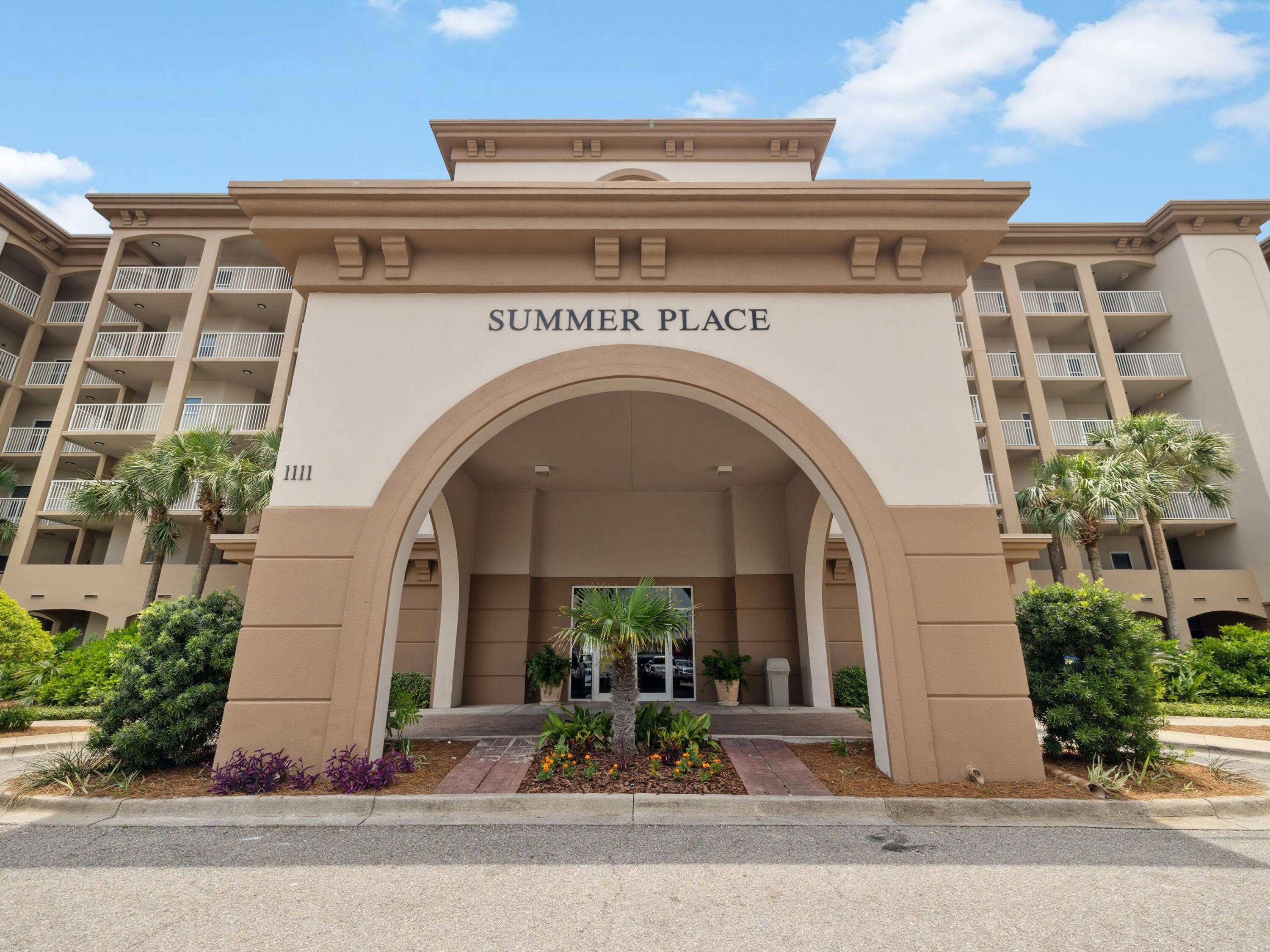 Enjoying an enviable location on Okaloosa Island, this first-floor condo has gulf views from the living room, terrace and master bedroom. It also boasts a private gate leading directly to two pools, a BBQ area and a beach walkover. Extra windows in this corner unit create a bright living space for relaxing together after a fun-filled day at the beach, pool and nearby attractions. Tile floors and fresh decor enhance the spacious open living room, which includes sofa seating, a dining table and a breakfast bar. The fully equipped kitchen has white appliances, black granite countertops and a pantry for extra storage. Three bedrooms include a king-sized master suite and a bunk room that will thrill youngsters. With two full bathrooms, the unit can easily accommodate nine guest Step out onto the generously sized outdoor terrace and listen to the waves. There's ample space for lounge chairs and a dining table, combining alfresco living with beautiful gulf views. It's also within sight of the pool for keeping an eye on children as they splash and play. Follow the walkway over the dunes to the beautiful sugar-white sand, where your beach chair and umbrella are set up ready for you. This gulf-front community at Summer Place is popular with investors and second homeowners due to its beachfront location and excellent amenities. Sold furnished and turnkey, this conveniently located unit has no stairs to worry about. The gated community includes a fitness room, two pools (one heated), a hot tub, recreation area, landscaped grounds, parking and a complimentary beach service in season. Within walking distance to shops, nightlife and fabulous restaurants, this is what beach vacations are all about.