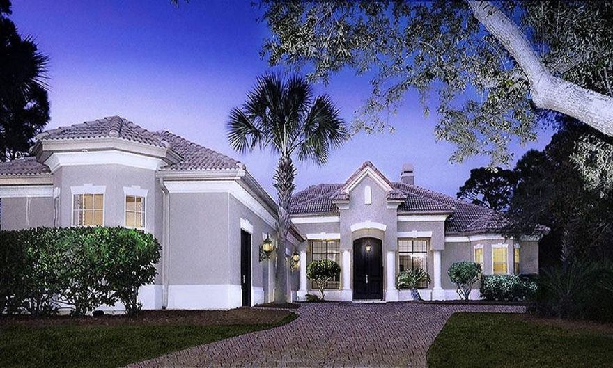 Exquisite property located in one of Sandestin's most prestigious neighborhoods. Enter this masterpiece through Barranco Mahogany front doors to an open floor plan, spacious and unique, which has been completely remodeled. You will be amazed by the transformation  designed in a unique urban chic style warmed with rich hickory flooring throughout and incredible tray ceilings. Stunning kitchen includes a Wolf dual fuel range/stove, Sub-Zero refrigerator, Miele coffee maker, unpolished granite counters combined with white marble and granite, a clear ice ice maker, a 150+ bottle wine cooler, and a striking stainless steel tile backsplash. New cabinetry has both self-closing drawers and doors. 2 fireplaces. Continued Five bedrooms on one level each with beautiful baths all with unique vessel sinks.  Plantation shutters in every room.  Guest quarters with separate entrance, full kitchen and bath.   A private entrance opens from the master bedroom to the screened lanai, pool, Jacuzzi with waterfall, fireplace and gas grill.  Stunning, functional and livable.  Don't miss this beautiful home.  All measurements are approximate and should be verified.