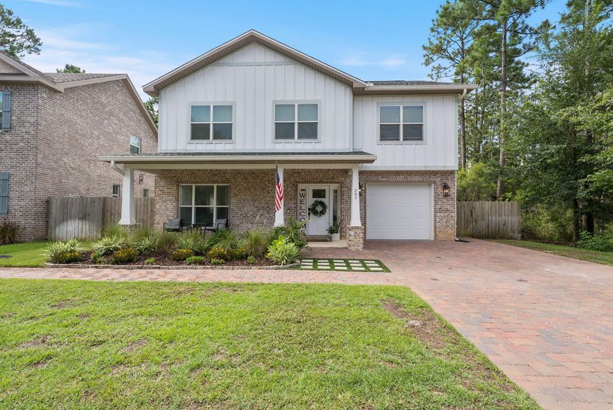 Welcome to this beautifully crafted two-story home in the sought-after Harstvedt Plantation neighborhood of Santa Rosa Beach. Designed with comfort and flexibility in mind, this custom-built residence offers four bedrooms, three and a half bathrooms, and a versatile bonus space perfect for extended living or guest accommodations.Bonus: The home offers an assumable VA mortgage at 4.625%--a rare opportunity in today's market--and a 1% buyer incentive to make your move even sweeter. Step inside to find durable luxury vinyl plank flooring throughout and an open-concept main living area that seamlessly connects the living room, dining space, and kitchen. A custom-built focal wall with an electric fireplace adds warmth and character, while the kitchen features a breakfast bar, ample cabinetry, and modern finishes.

The first floor also includes a flex room currently used as a home office, ideal for remote work or a quiet retreat. Upstairs, you'll find a spacious master suite with a walk-in closet and ensuite bath with double vanity and tiled shower, a convenient laundry room, and two additional bedrooms with a shared full bath. Above the one-car garage sits a fourth bedroom and additional bathroom in a bonus suite that can be seamlessly integrated into the main home or closed off with a separate entrance, perfect for a private guest suite, mother-in-law quarters, or potential rental income.

The fully fenced backyard includes a sprinkler system and offers room to relax or entertain with a raised deck and ambient lighting. Located in a charming neighborhood close to beaches, schools, shopping, and dining, this home combines comfort, function, and flexibility in a highly desirable location. 
