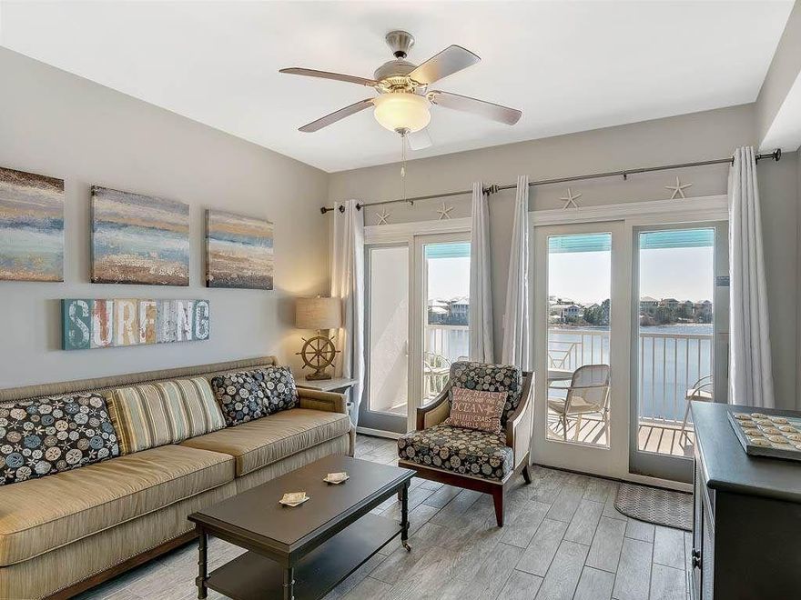 Recently renovated and ready to occupy or use as investment property, this one-bedroom studio is everything you would expect from beach living, inviting you to enjoy the serene feel of this condo with spectacular views of Lake Carillon below and the Gulf of Mexico in the distance. This freshly painted condo with a King size bed, painted kitchen cabinets and luxury vinyl floors with a beachy driftwood finish complete the look of this unit. The spacious balcony with table and chairs has room to enjoy breakfast, lunch, or dinner alfresco, read a book, or just enjoy the view. Fees include use of all Carillon Beach amenities, water, basic cable and internet, trash pickup, the resort pool and hot tubs. This unit is amazing  come see for yourself.